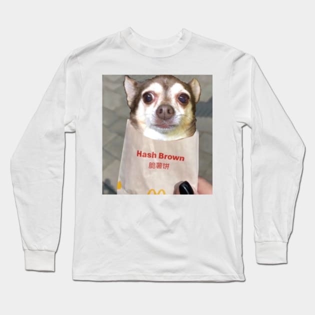 Hash Brown Chihuahua Long Sleeve T-Shirt by casserolestan